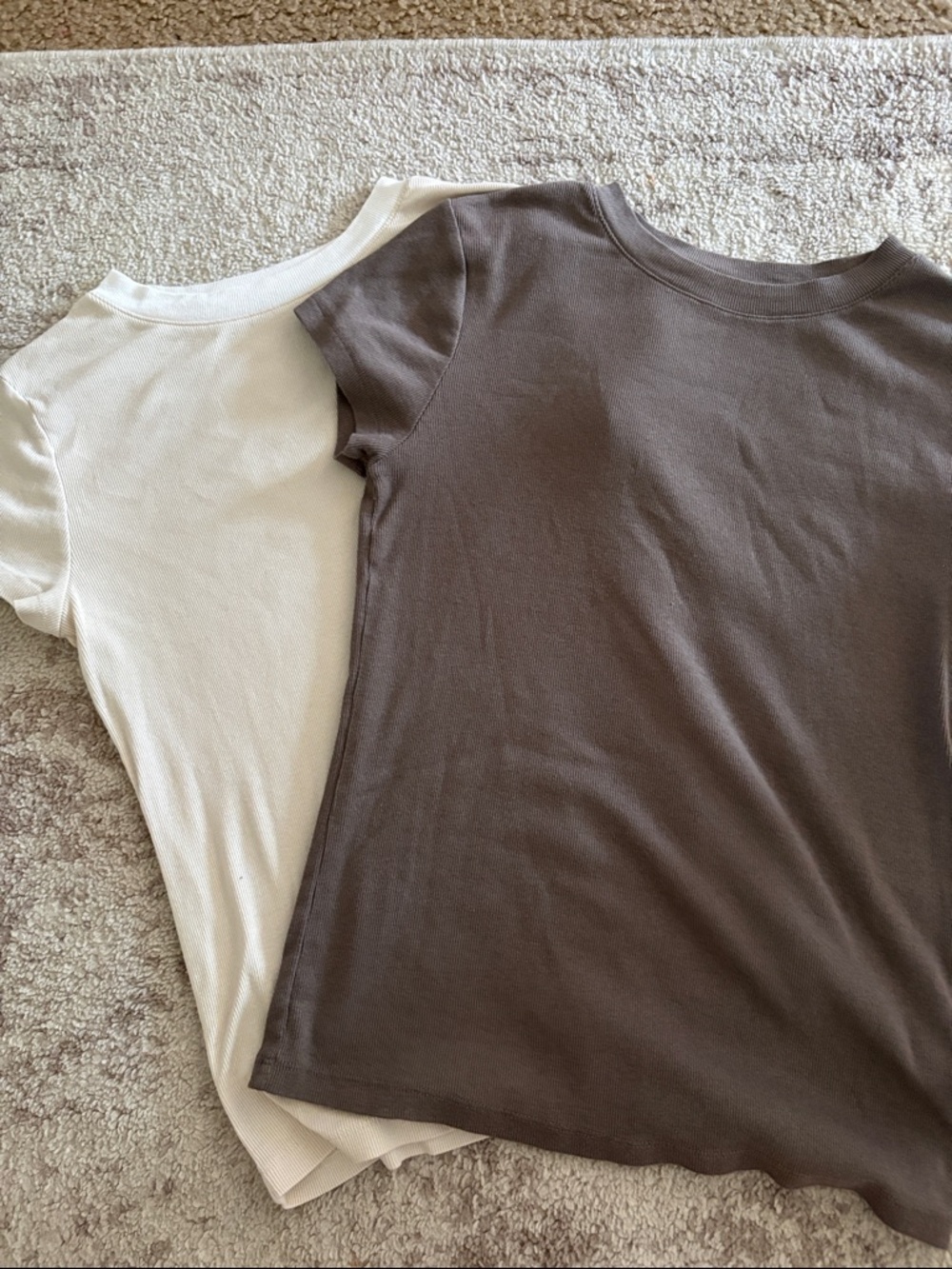 a new day Ribbed Tee Duo in White and Taupe